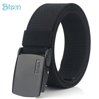 Bitzen Ikat Pinggang Pria Nylon Canvas Zink Alloy Belt Sabuk Pinggang Pria Gesper Pria