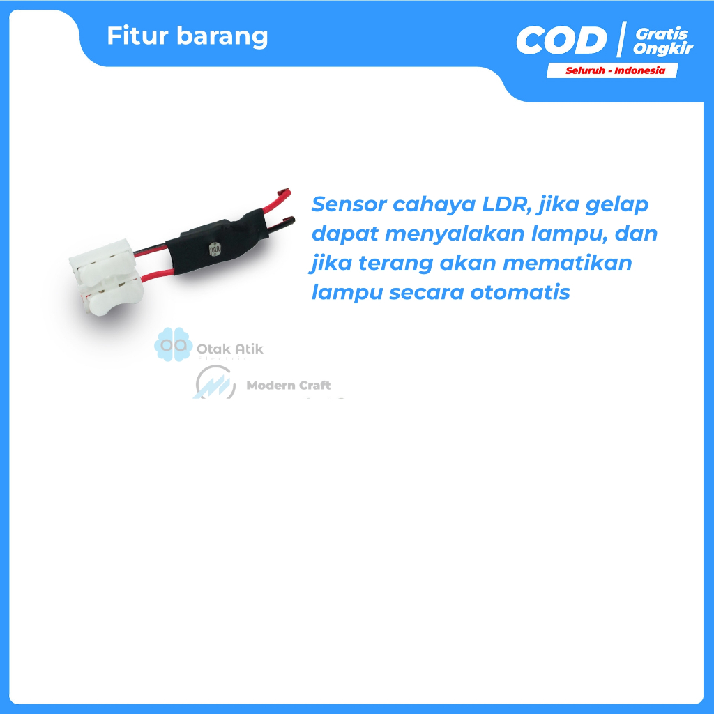 Jual Sensor cahaya layangan LDR otomatis menyala saat malam | sensor ...