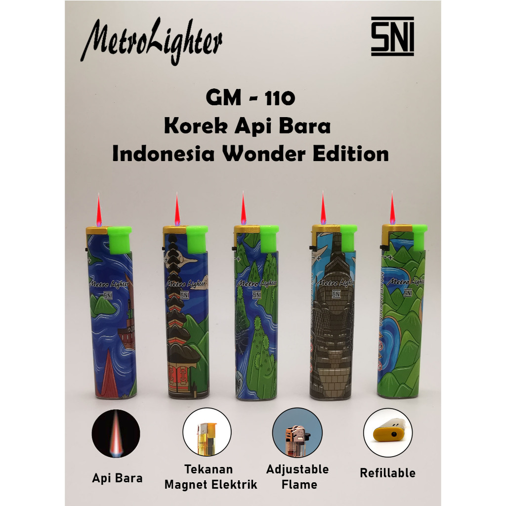 Jual Korek Api Bara Edisi Wonder Indonesia Metro Lighter GM-110 SNI ...