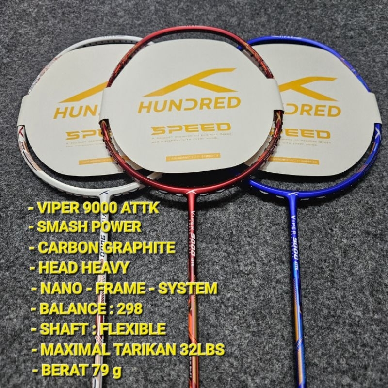Jual RAKET BADMINTON HUNDRED VIPER 9000 100% ORIGINAL SIAP PAKAI ...