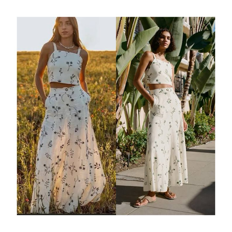 Zara Linen Floral Embroidered Skirt Floral Zara Fall Skirts Floral