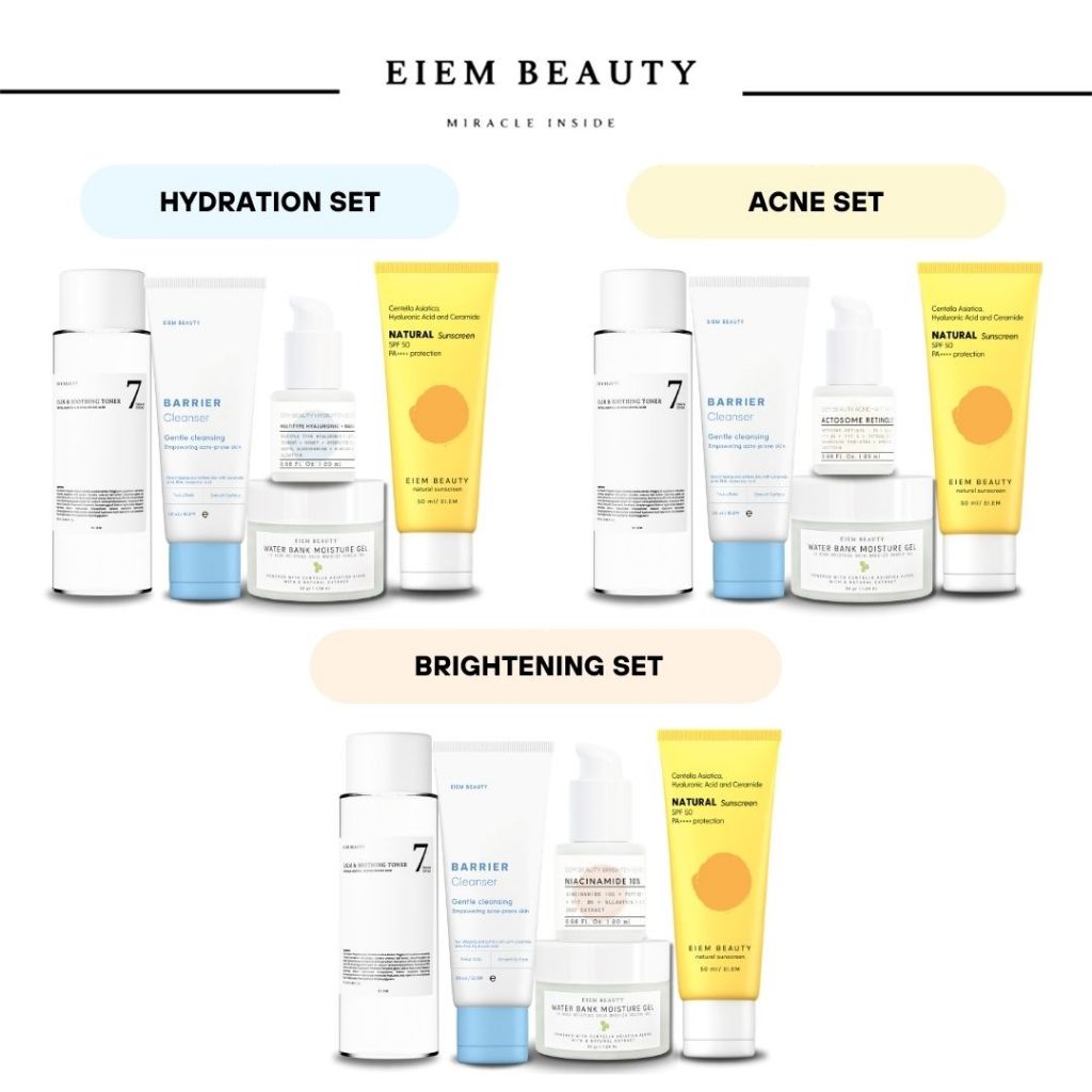 Jual Eiem Beauty 5pcs set Facial Wash, Toner, Moisturizer + Serum acne