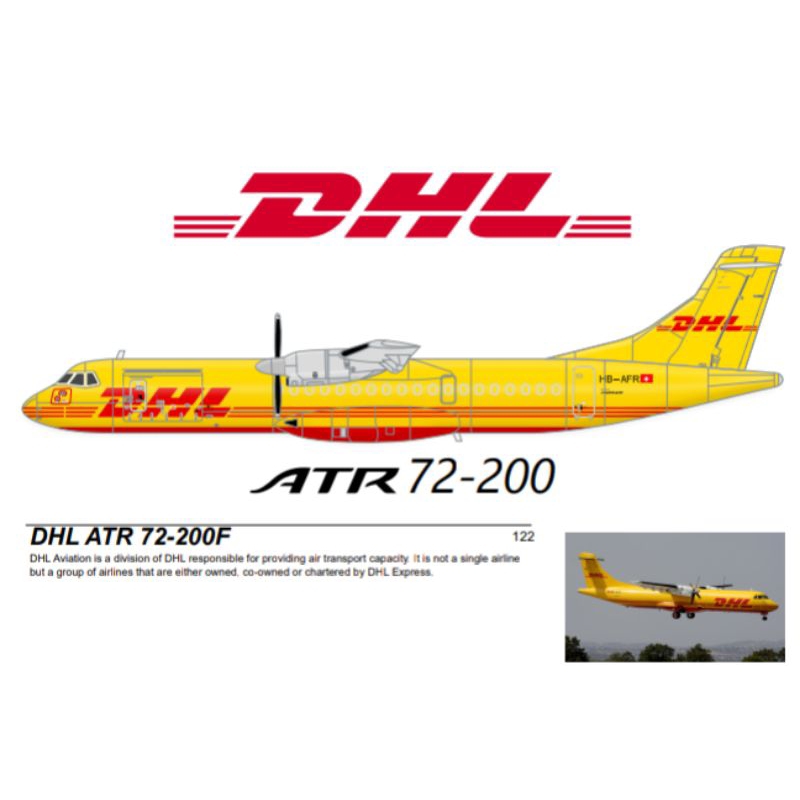 Jual Lembaran pola papercraft pesawat cargo DHL ATR 72-200 skala 72 ...