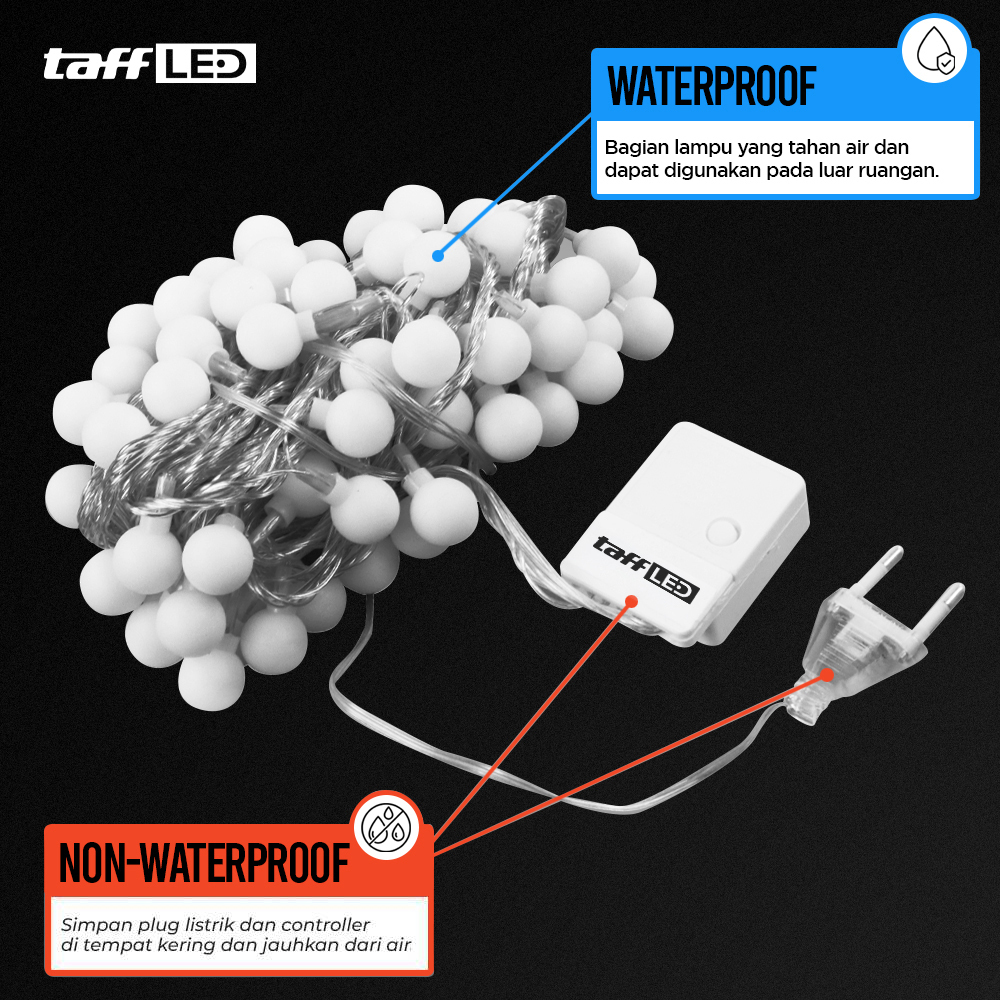 Jual Lampu Hias String Lights Waterproof 80 LED 4W 10M Model Ball ...