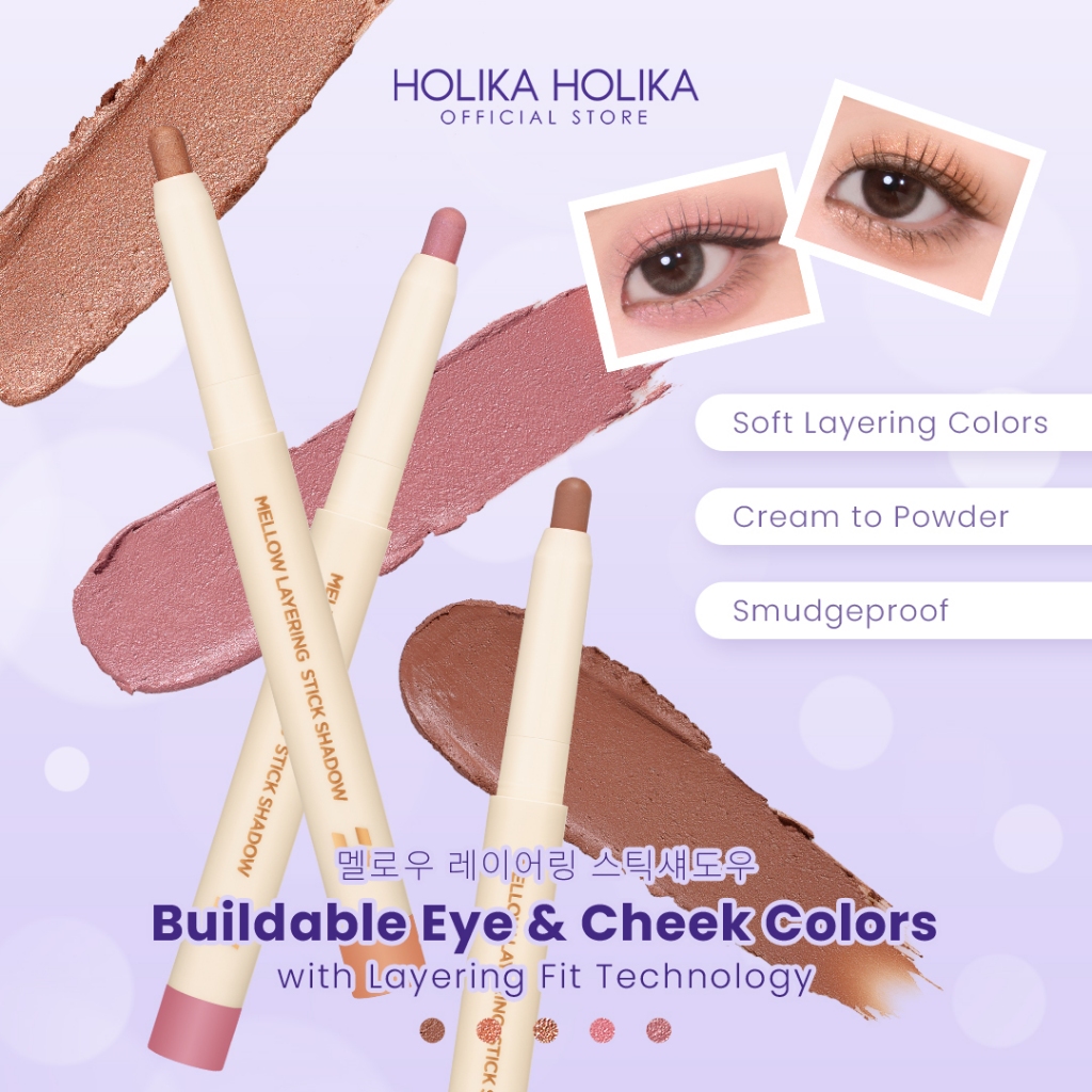 Jual Holika Holika Mellow Layering Stick Shadow | Buildable Eye & Cheek ...