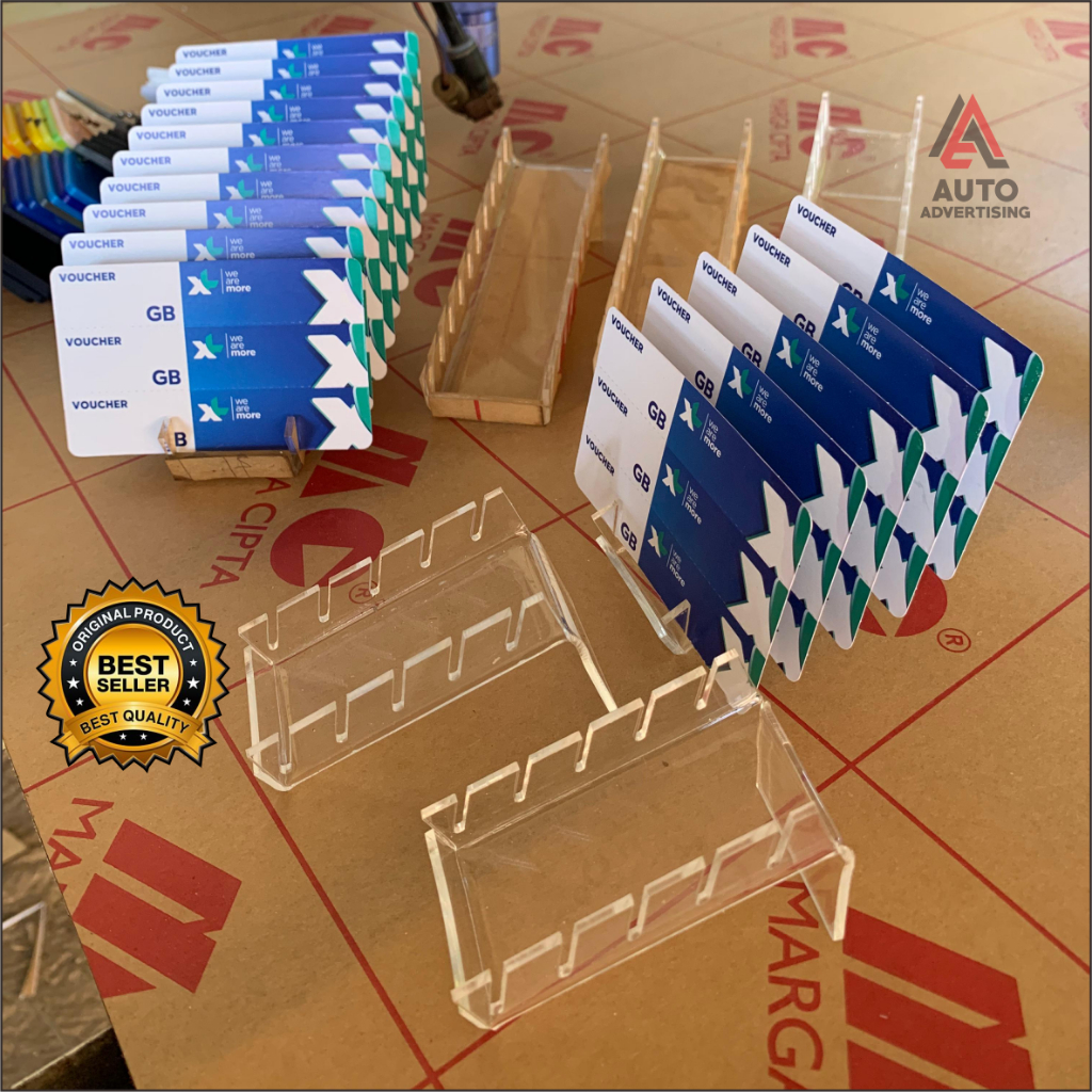Jual Dudukan Tempat Kartu Perdana Voucher Display Akrilik Laser Cutting ...