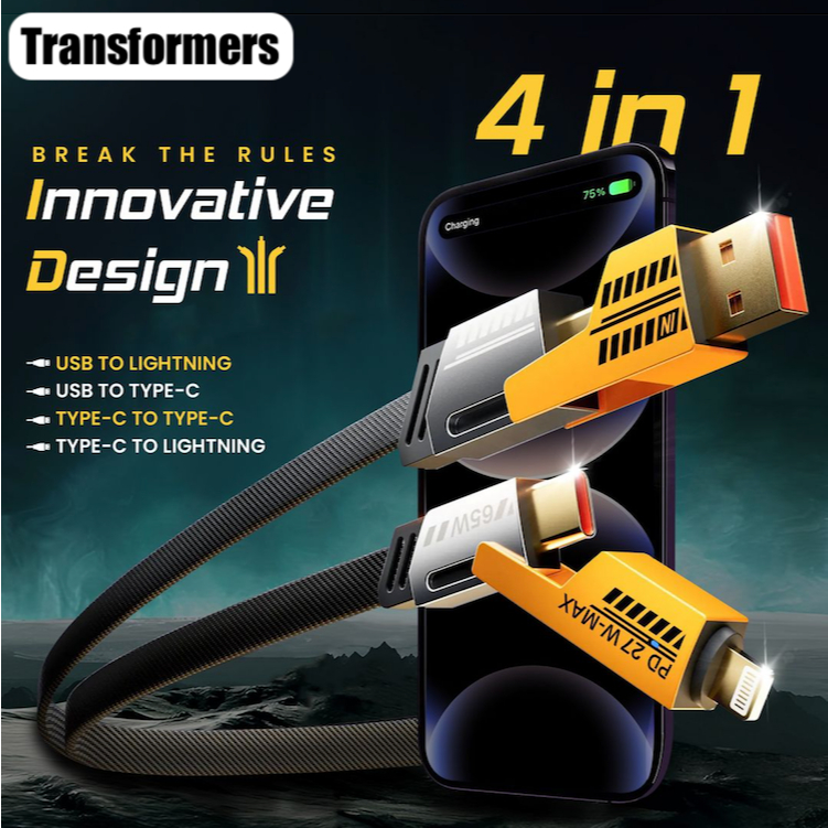 Jual Transformers Kabel Data 4 In 1 65W Fast Charging For iPhone ...