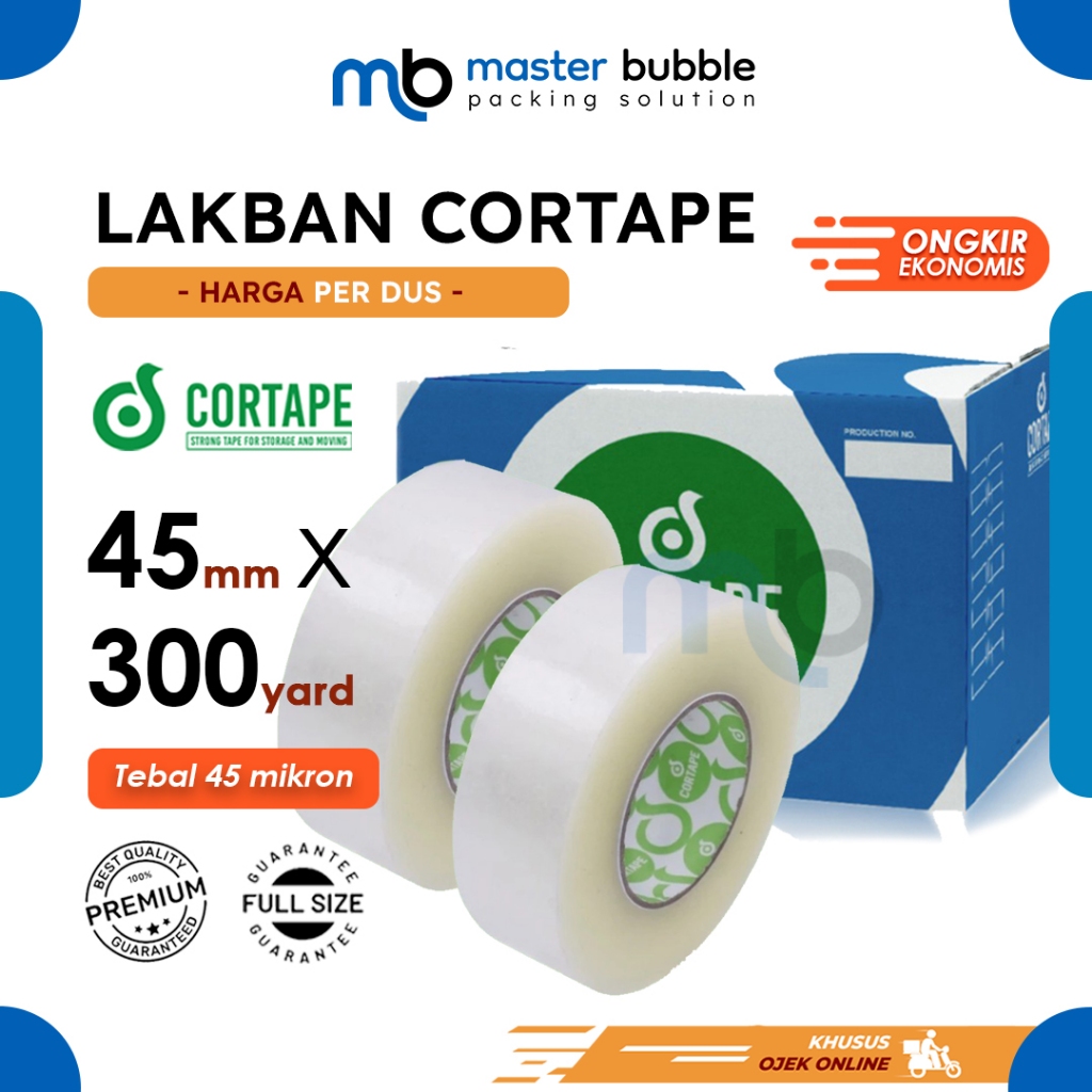 Jual Lakban Cortape Bening 2inch / 45mm x 300yard (Jumbo) Harga Perdus ...