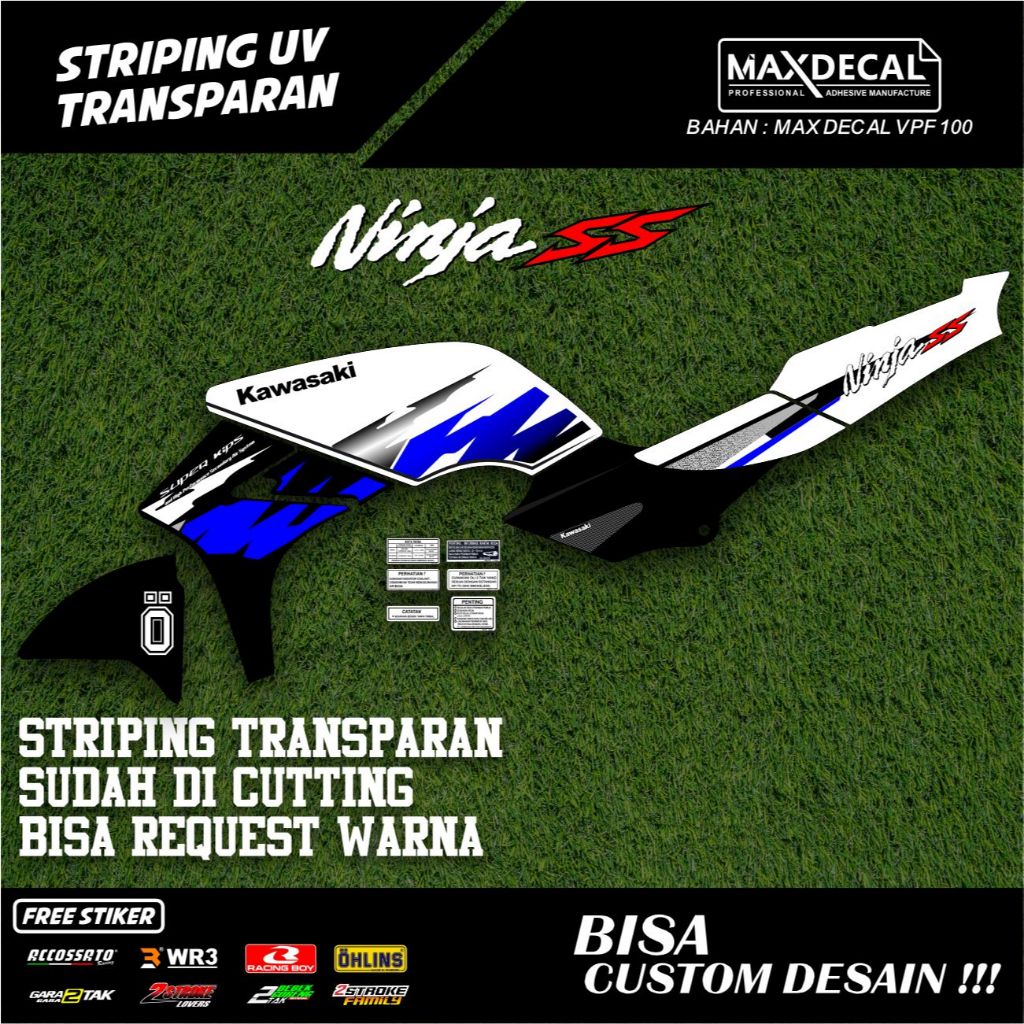Jual sticker striping ninja ss new rr hijau transparan racing minimalis ...