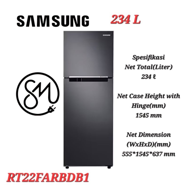 Jual Kulkas Samsung RT22FARBDB1 2 pintu RT22 234 L Digital Inverter No ...