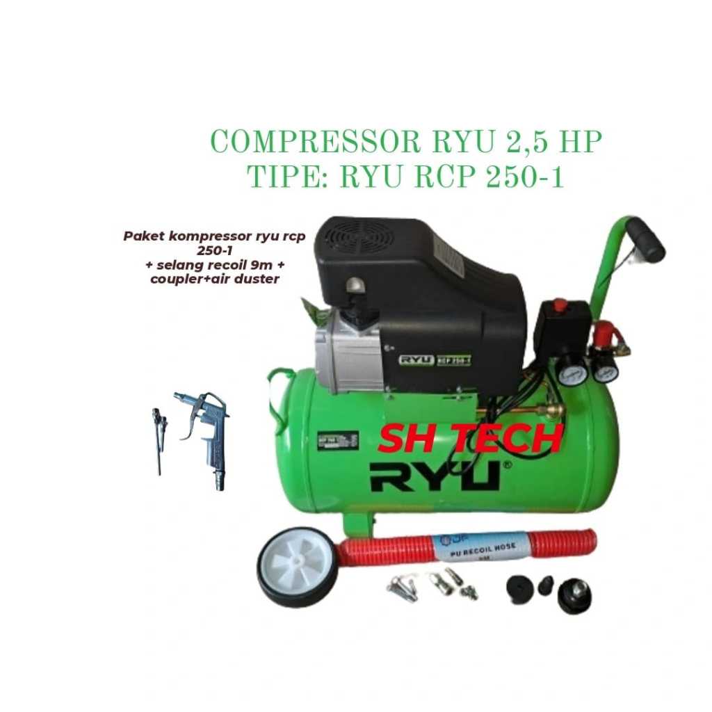 Jual COMPRESSOR RYU RCP 250 - 1 RCP250-1 KOMPRESOR 2,5 PK 50 LITER ...