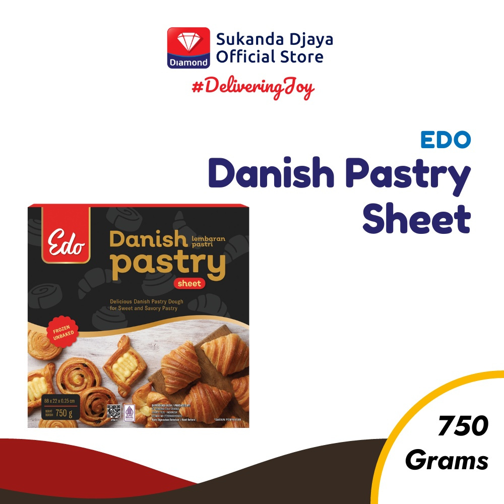 Jual EDO Danish Pastry Sheet 750 Gram Gojek Grab Instant Only | Shopee ...