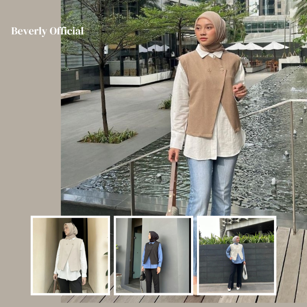 Jual Beverly Vest Korean Style Outer Wanita Rompi Crop Top Premium ...
