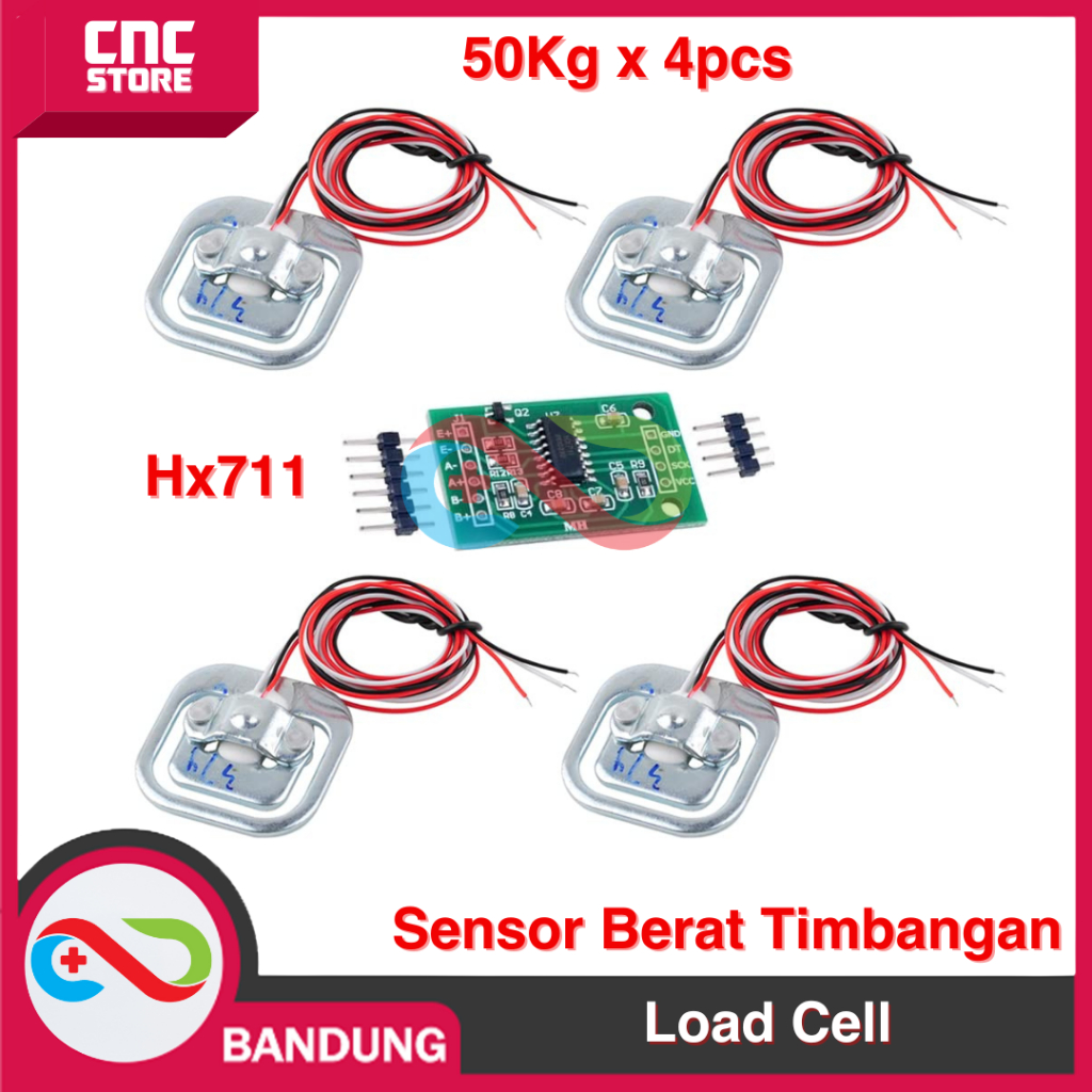 Jual PAKET 4PCS LOAD CELL 50KG PLUS MODUL HX711 SENSOR TIMBANGAN BERAT ...