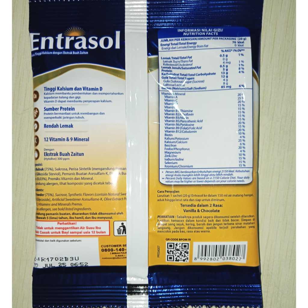 Jual Susu Entrasol Vanila Sachet (1 renceng isi 10 sachet) | Shopee ...