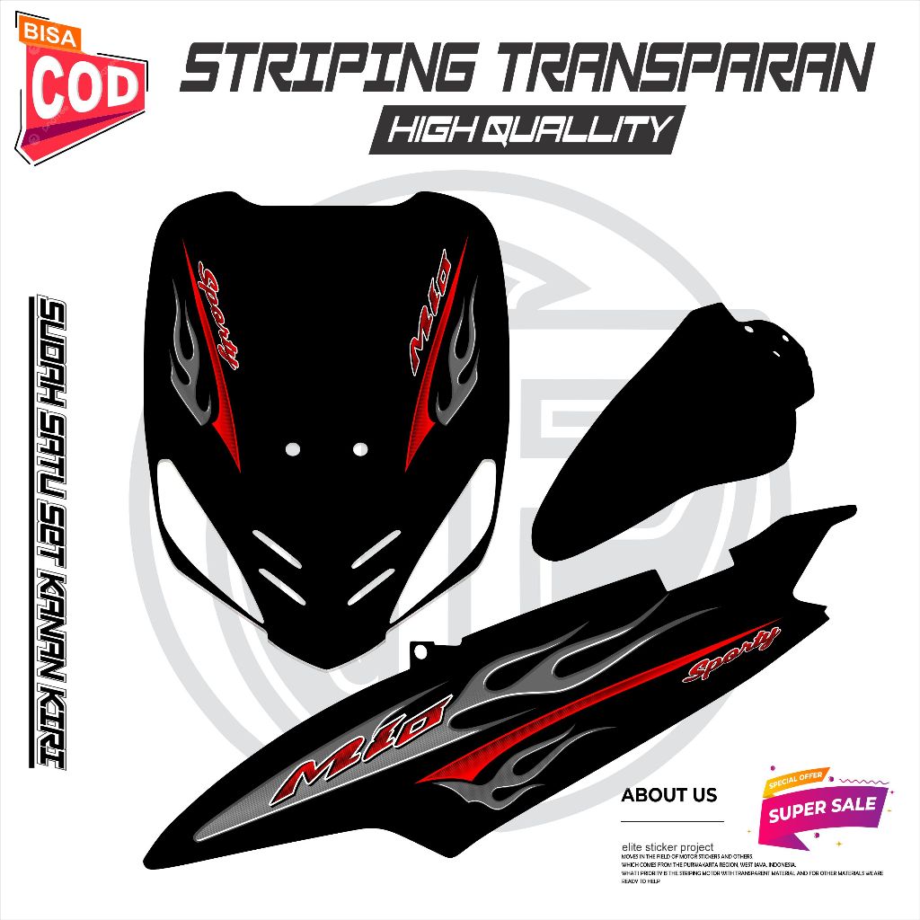 Jual STRIPING TRANSPARAN MOTIF API MIO SPORTY / MIO SEMILE CUSTOM ...