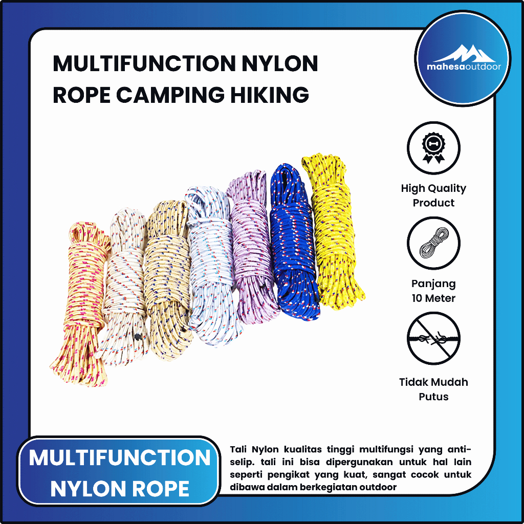 Jual MULTIFUNCTION NYLON ROPE CAMPING HIKING 10 METERS | Shopee Indonesia
