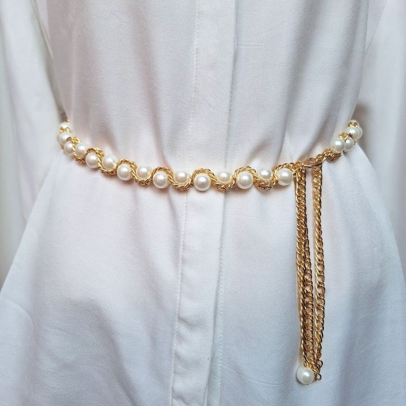 Jual JKO Sabuk Belt Mutiara Rantai Emas Mewah 60cm | Shopee Indonesia