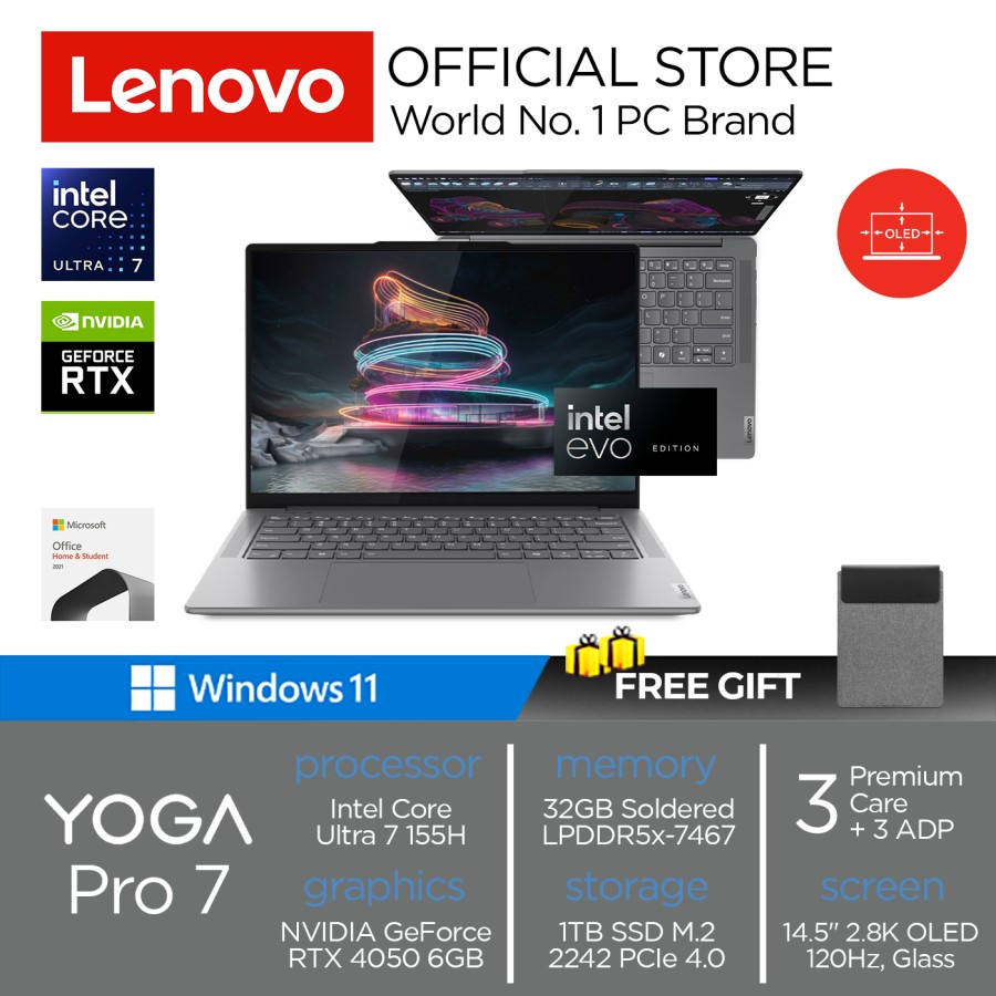 Jual Lenovo Yoga Pro 7 14IMH9 OLED Ultra 7 155H RTX4050 32GB 1TB W11 