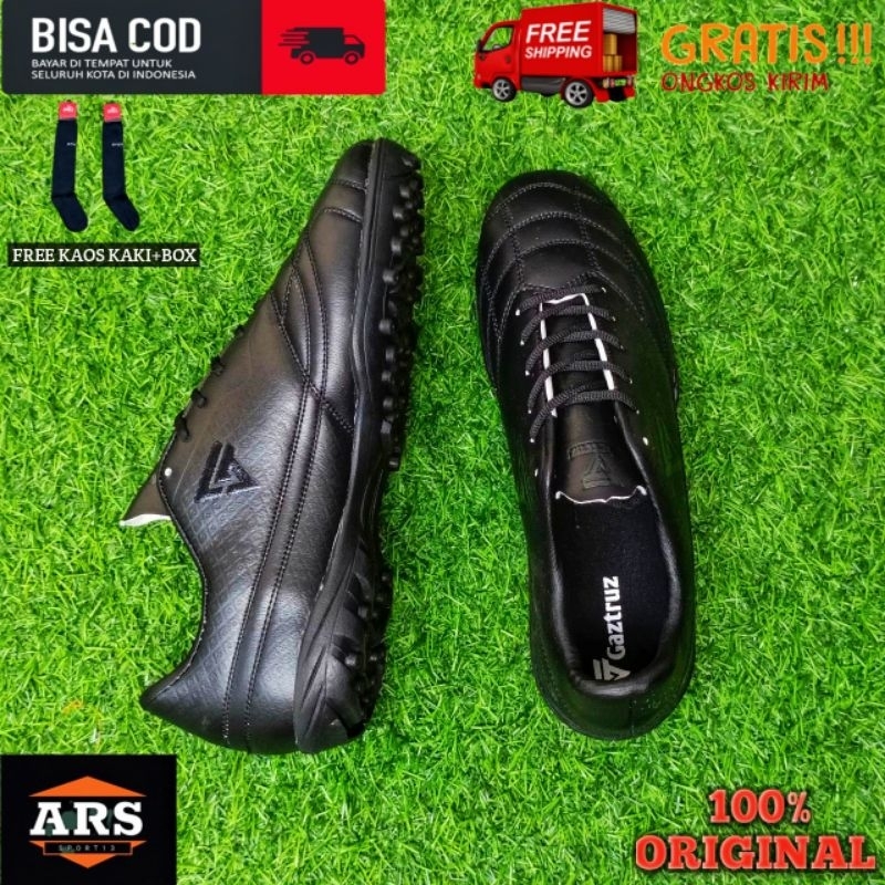 Jual Sepatu Futsal Gastruz Rebond Full Black Original Free Kaos Kaki Box Sepatu Futsal