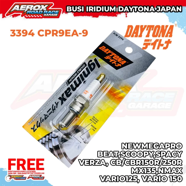 Busi Racing Daytona Double Iridium 3394 CPR9EA-9 Vario 125 Vario 150 Beat Vario125 Vario150 Beat Scoopy Nmax Aerox PCX ADV CRF150 Megapro CB150R CBR150 MX135 MX150