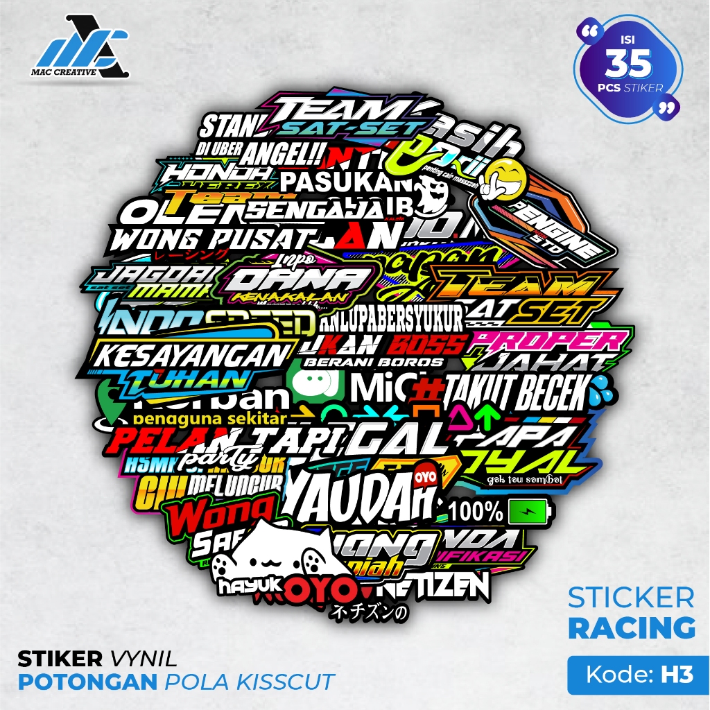 Jual STIKER RACING KATA KATA VIRAL - ISI 35 PCS - KODE H3 | Shopee ...