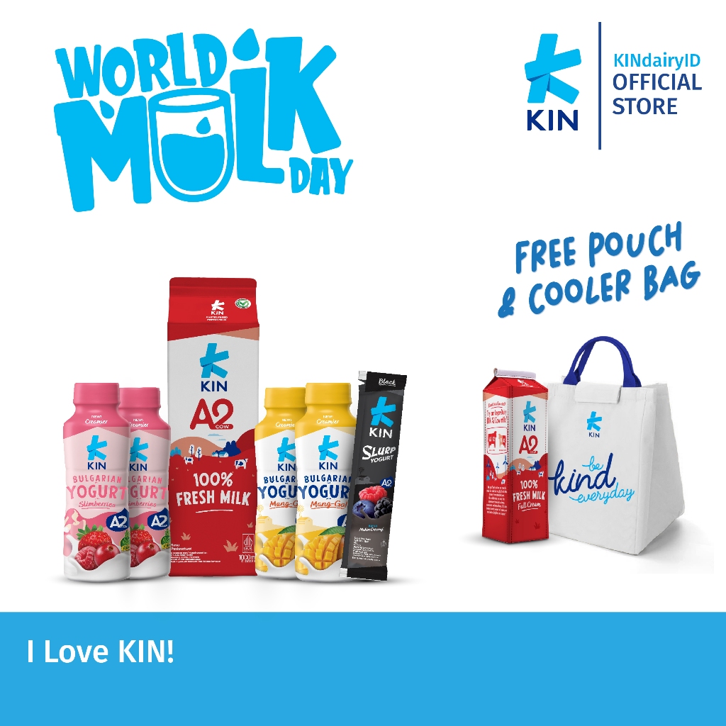 Jual I Love KIN! - BUY KIN A2 Fresh Milk and Yogurt GET Exclusive Pouch ...