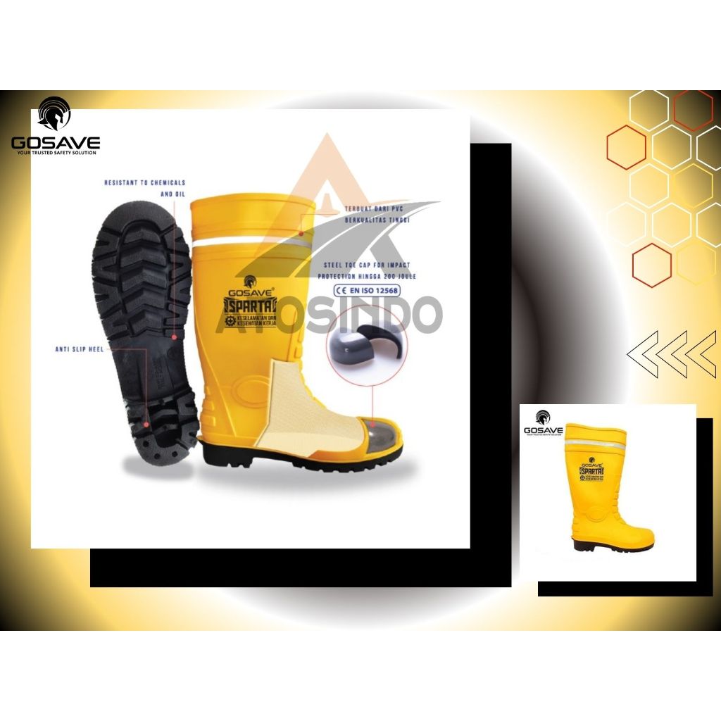 Jual SEPATU BOOTS KARET SAFETY UJUNG BESI SEPATU KERJA ANTI SLIP GOSAVE ...