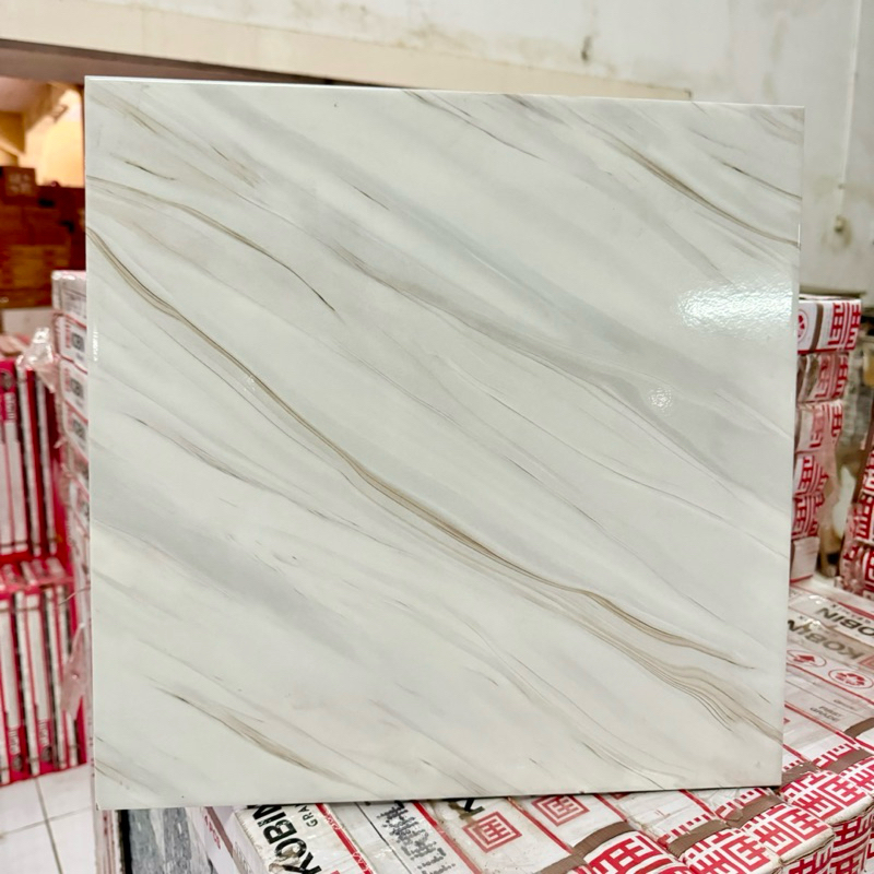 Jual keramik lantai 40x40 putih motif marmer (mengkilap)/ keramik