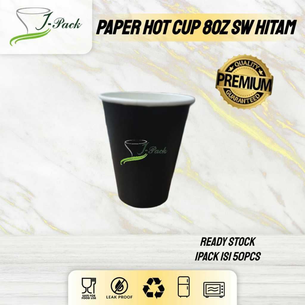 Jual Paper Cup BLACK 8oz Singel Wall / Gelas Kertas Hitam 8oz ( Perpack ...
