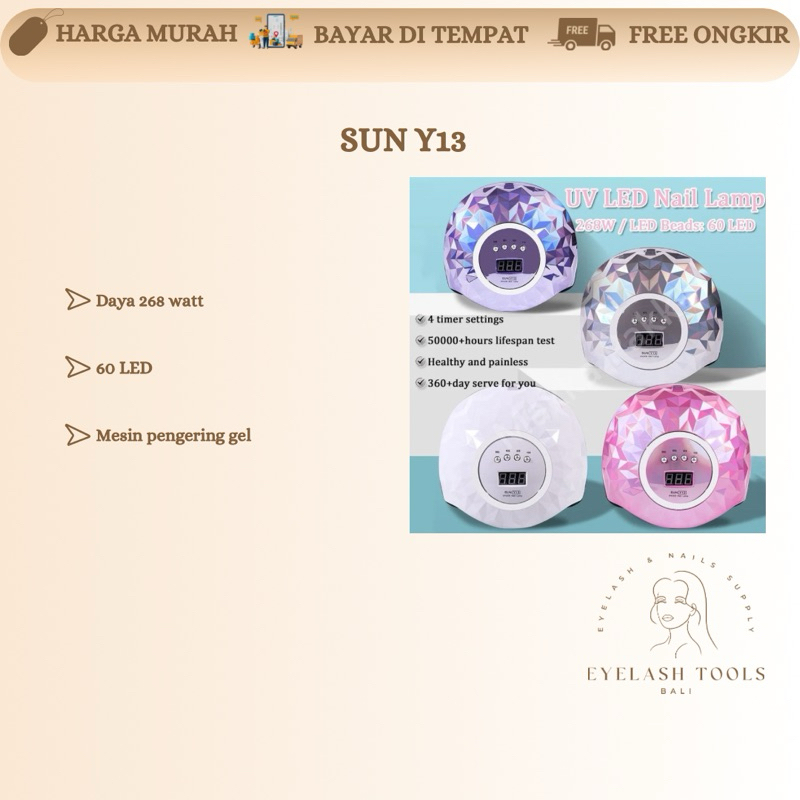 Jual MESIN PENGERING SUN Y13 268watt 60led BEADS MESIN UV NAIL GEL NAIL ...