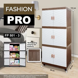Fashion Pro Motif 501 Susun 2 / Susun 3 - Lemari Pakaian Minimalis - Lemari Plastik Berkualitas