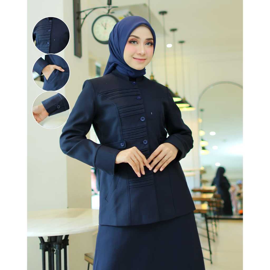 Jual Seragam Kerja Dinas Guru/ASN Biru Dongker STANDAR Stik Garis ...