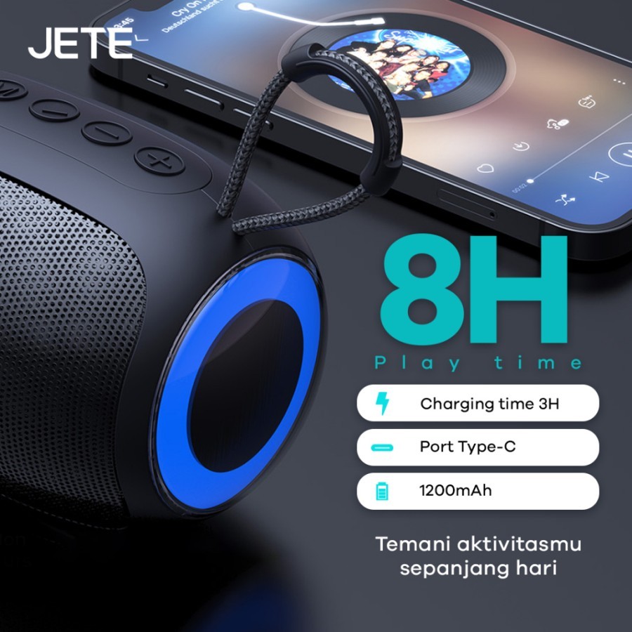 Jual Speaker Bluetooth Portable Super Bass JETE S1B with RGB Light ...
