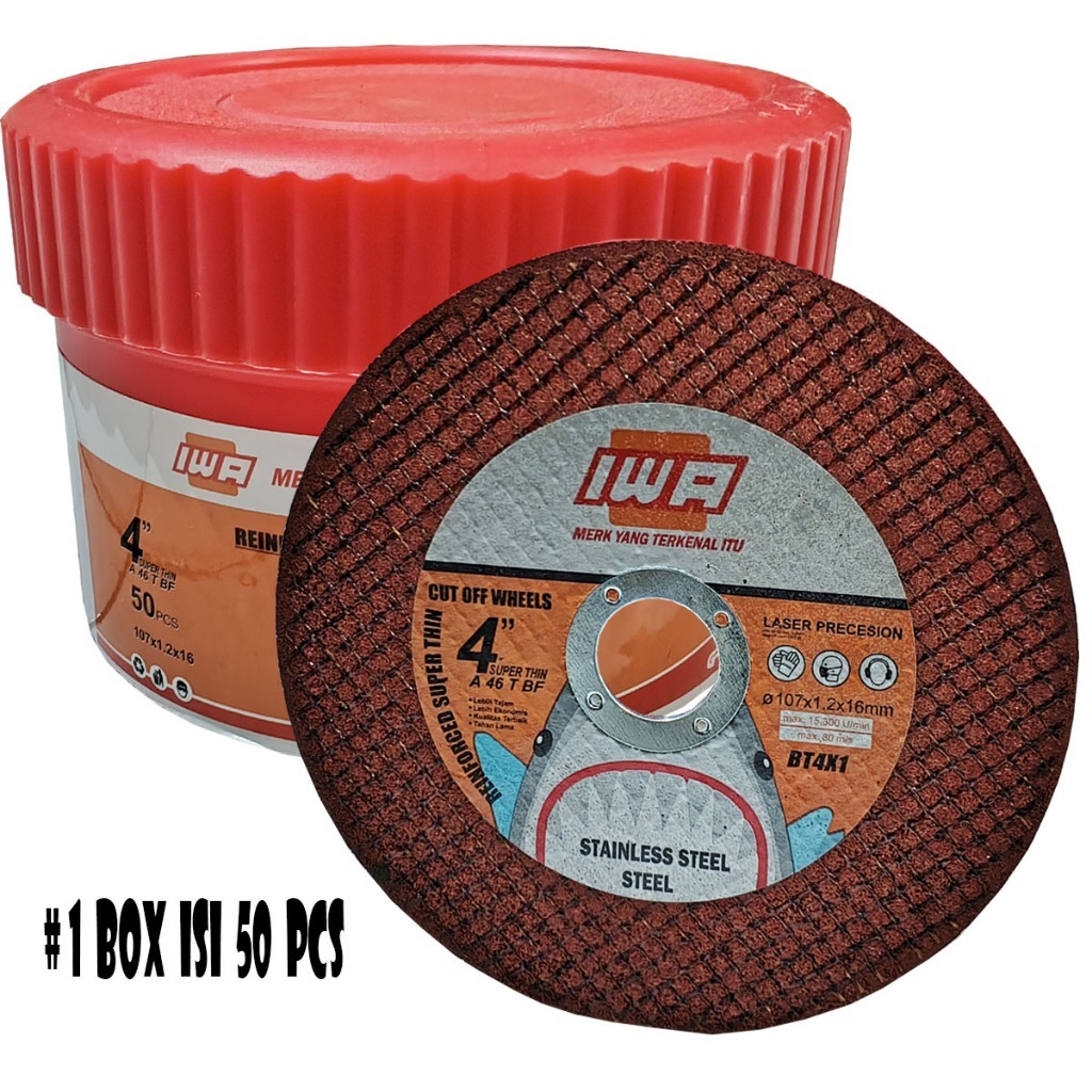 Jual IWA Cutting Wheel 1 BOX 50 PCS Mata Batu Potong Besi 4 Inch 4