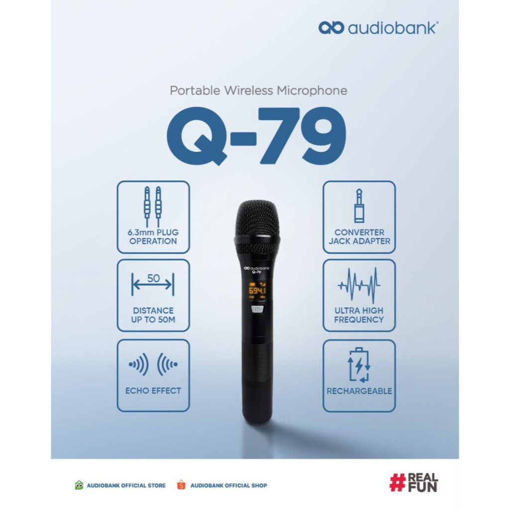 Jual Audiobank Q-79 Echo Rechargeable Microphone Mic Wireless Portable ...