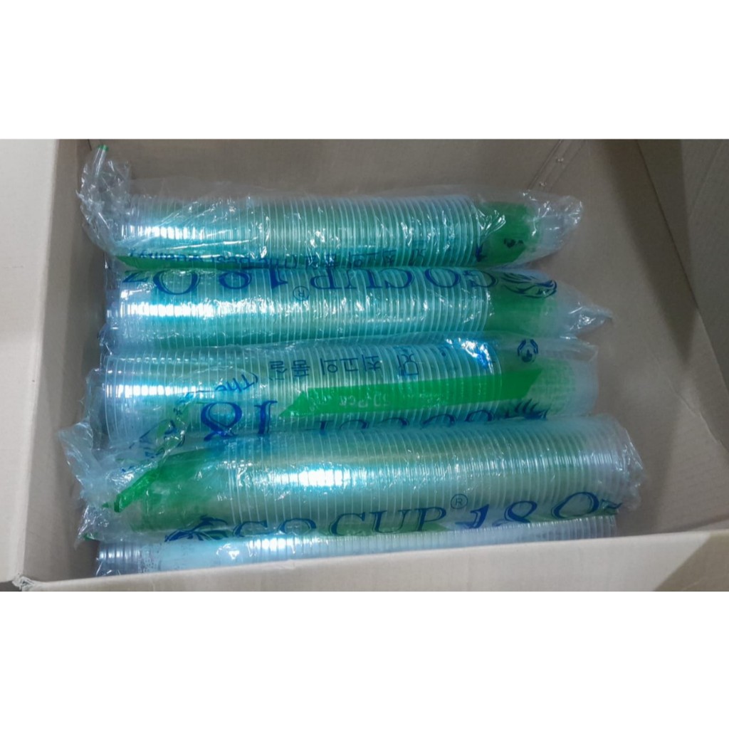 Jual [PAKET 1 SLOP]- GELAS PLASTIK DATAR GOCUP / CUP 18 OZ - ISI 50 PCS ...
