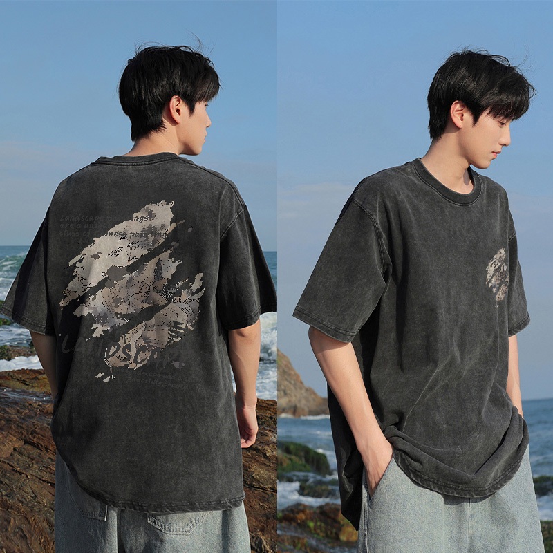 Jual PUERTO Washed Kaos Pria Ink Style Graffiti Baju Oversize Pria ...