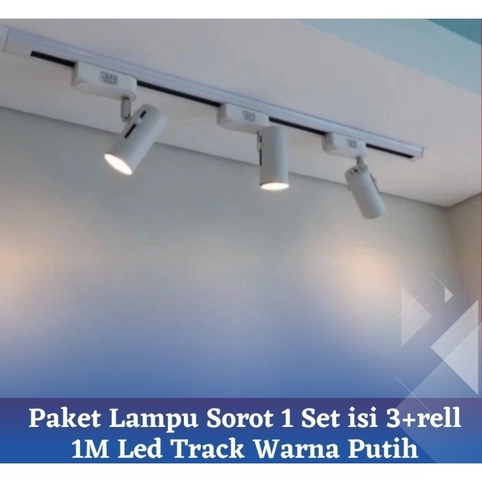 Jual Paket 1 Set isi 3 Lampu Rell Track Light Sorot LED Spotlight Spot ...