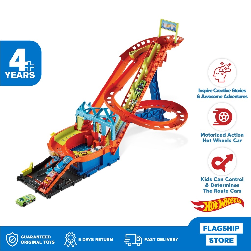 Jual Hot Wheels City Roller Coaster Rally Playset - Mainan Trek Mobil ...