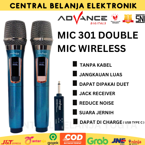 Jual MIC WIRELESS DOUBLE ISI 2 MIC PROFESSIONAL KARAOKE MIC 201 301 401 ...