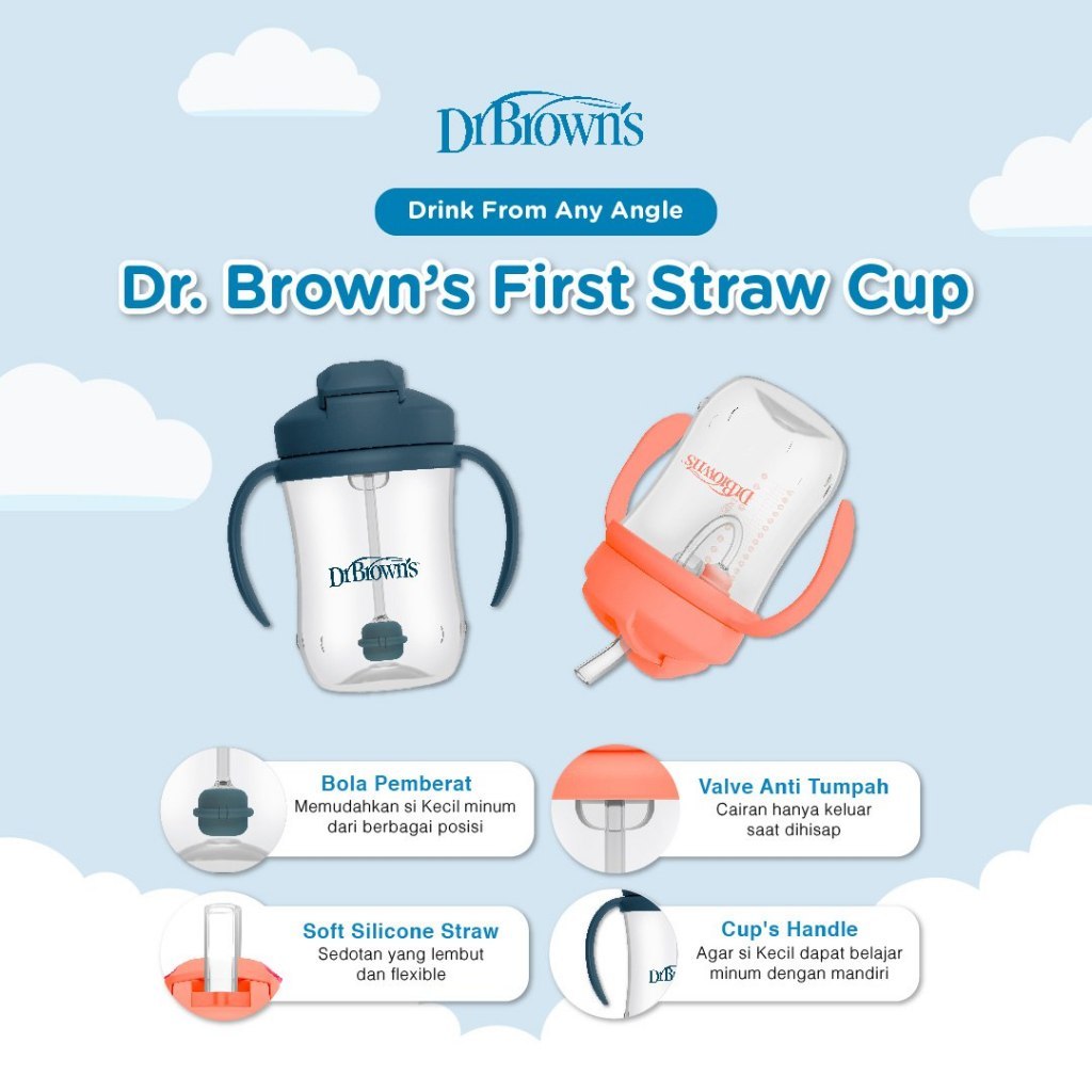 Jual DR BROWN'S FIRST STRAW CUP 270ML BOTOL MINUM / DR BROWN'S ...