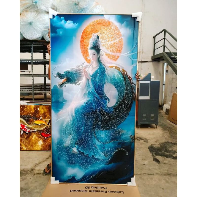 Jual lukisan Porcelain Diamond 5d lukisan gambar Dewi kwan im naga