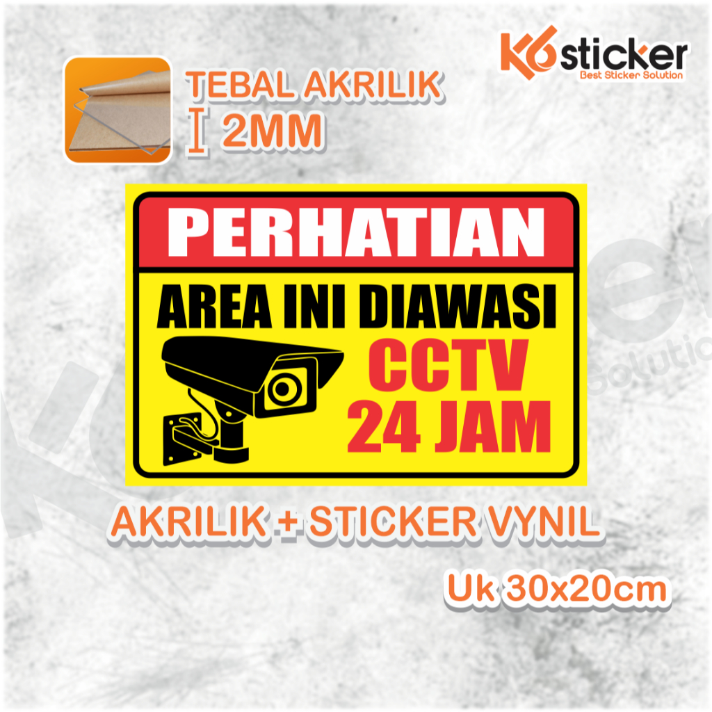 Jual AKRILIK SIGN BOARD AREA INI DIAWASI CCTV 24 JAM 2MM | Shopee Indonesia