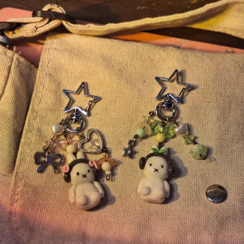 Purple - Quirklets Handpainted Clay Headphone Bag Charm / Keychain 43