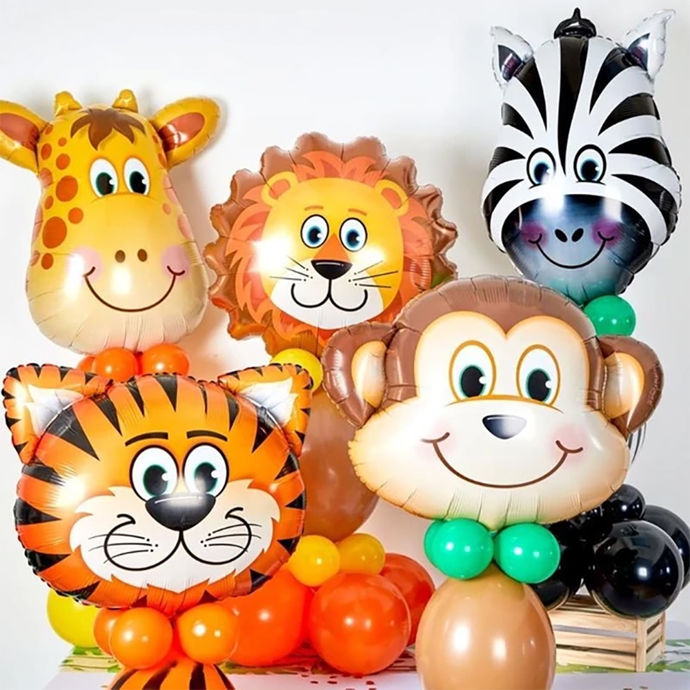 Jual Balon Foil Karakter Jumbo Hewan Darat Sapi Jerapah Harimau Singa ...
