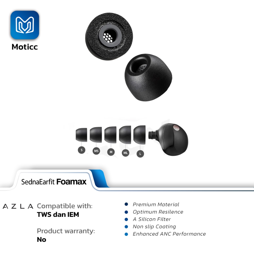 Jual AZLA SednaEarfit FOAMAX for IEM & TWS High Density Foam Eartips ...