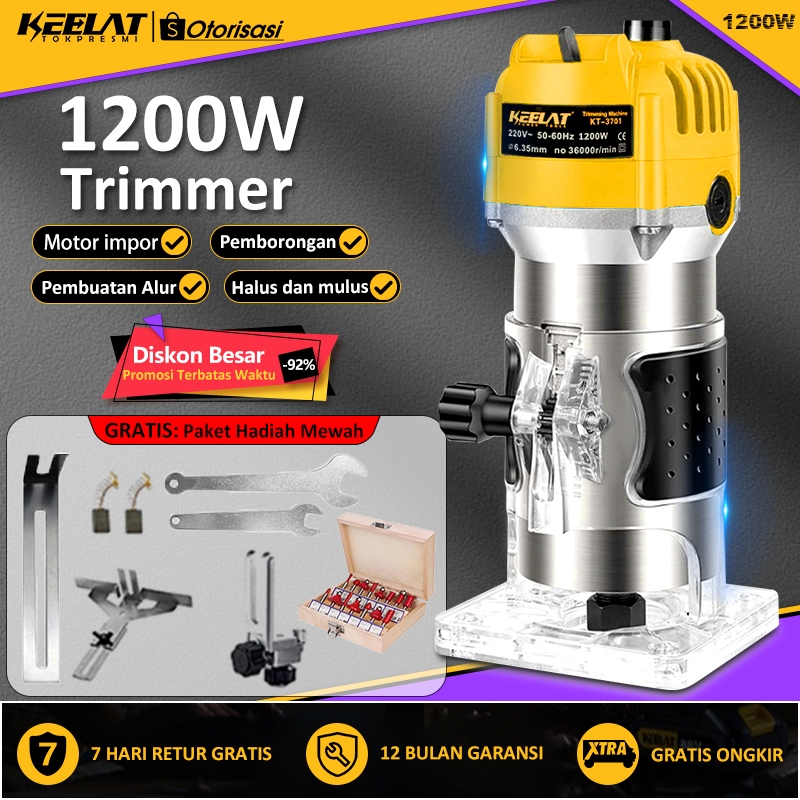 Jual KEELAT 1200W Mesin Profil Power Tools Handheld Palm Wood Router ...