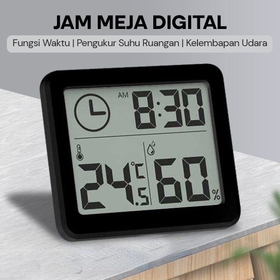 Jual [promo] Pengukur Suhu Ruangan Jam Digital Meja Dinding Thermometer