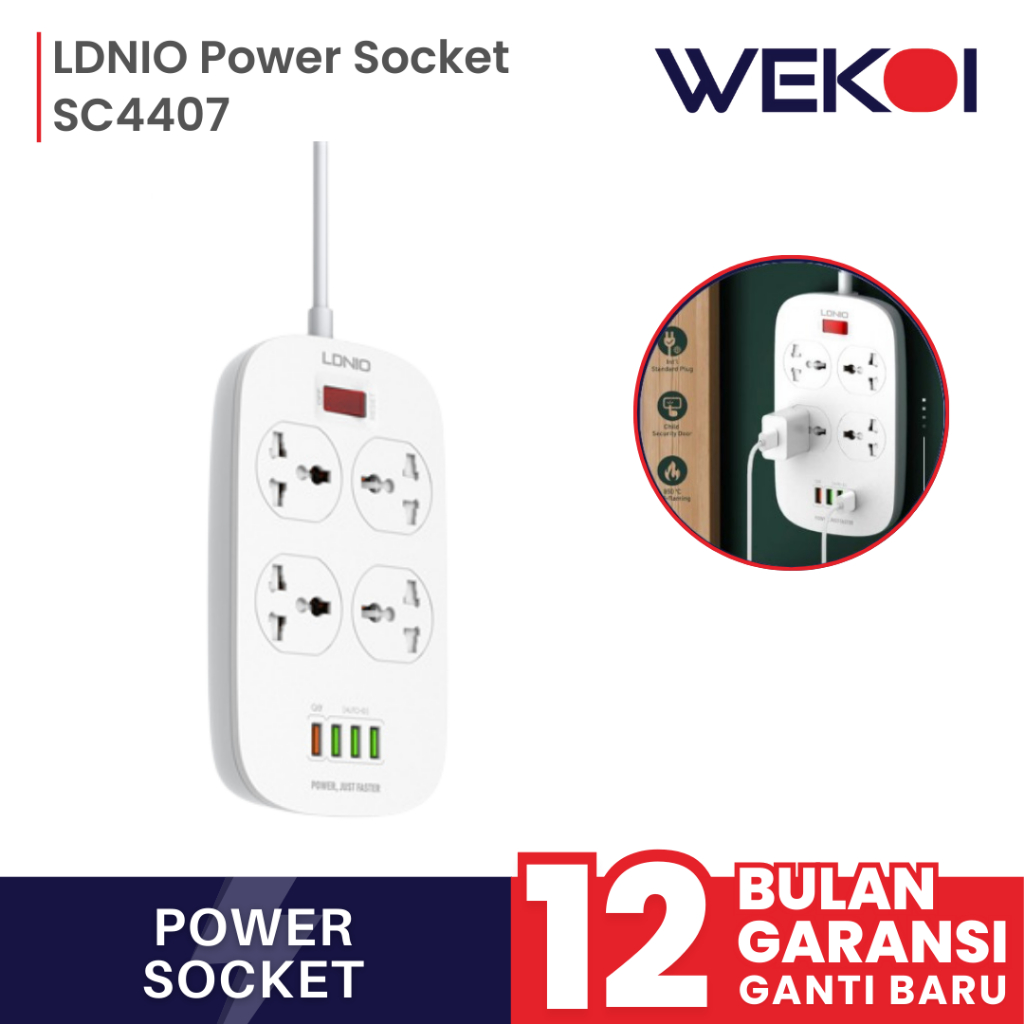 Jual Stop Kontak 4 Port Power Socket 4 USB QC 3.0 Power Socket LDNIO ...